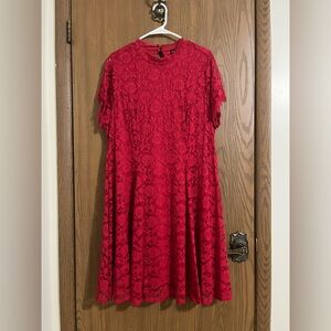 Torrid Vibrant Red Lace Mock Neck Dress